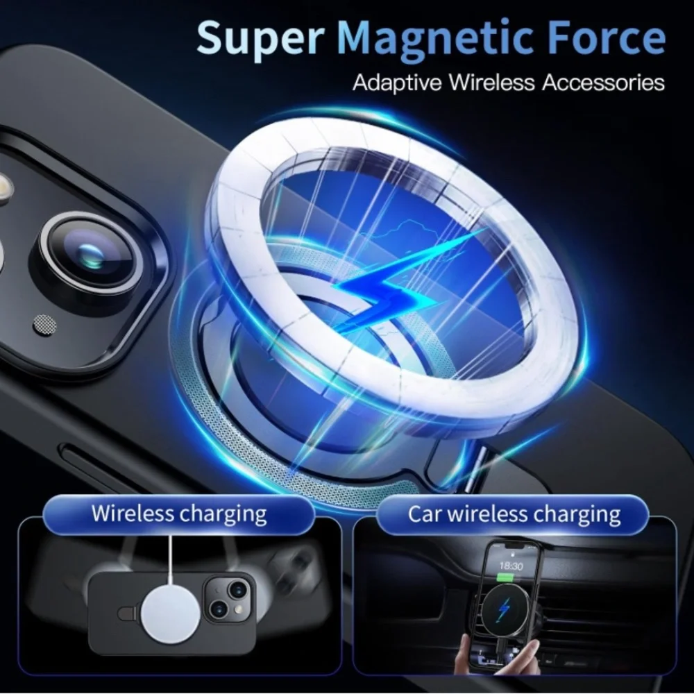 New Magnetic Case for iPhone 15 with Stand Foldable Durable Ring